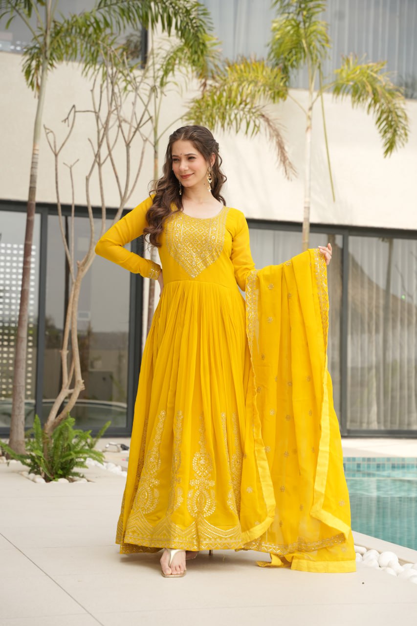 Yellow Anarkali Suit β¨