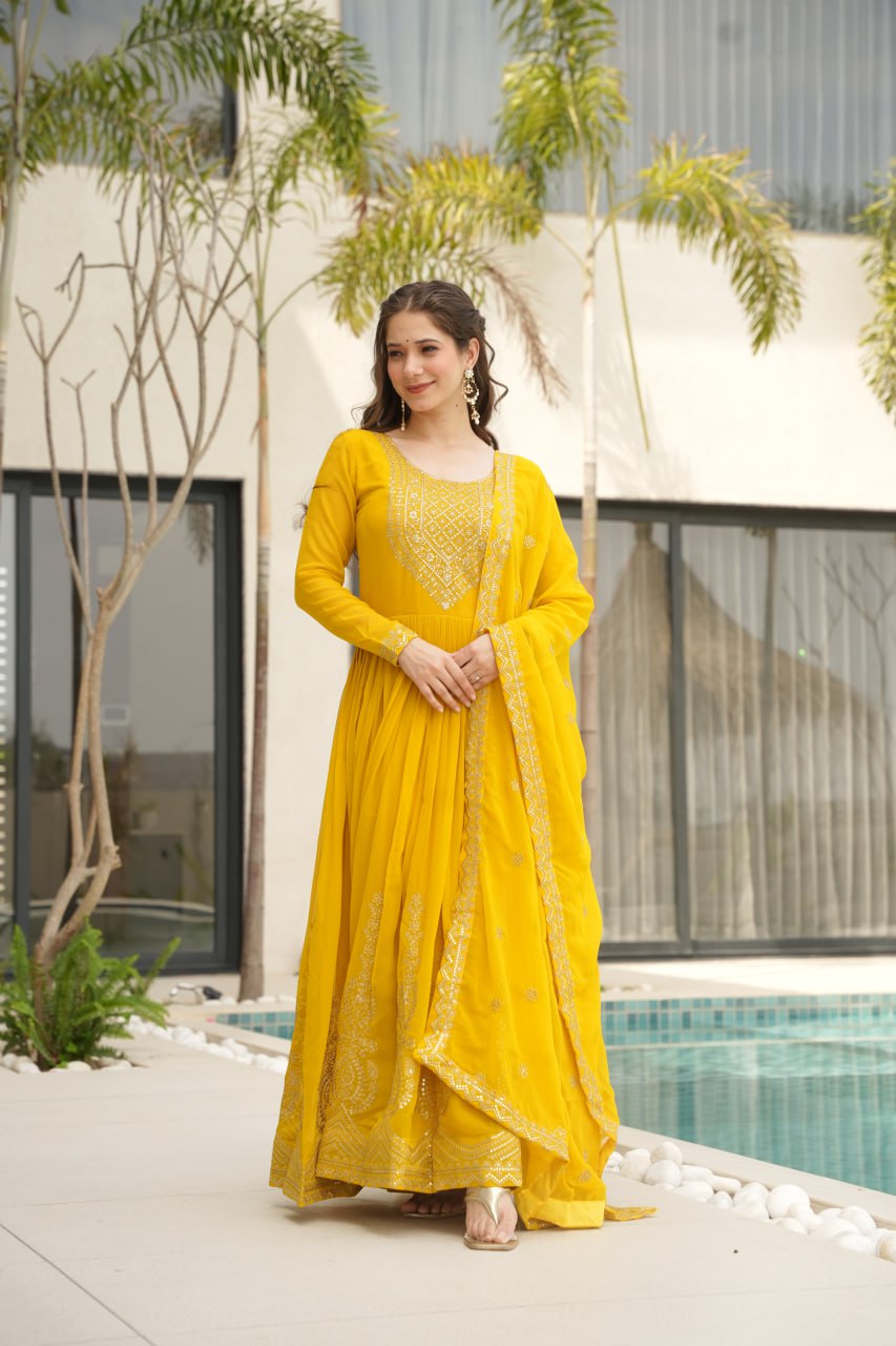 Yellow Anarkali Suit β¨